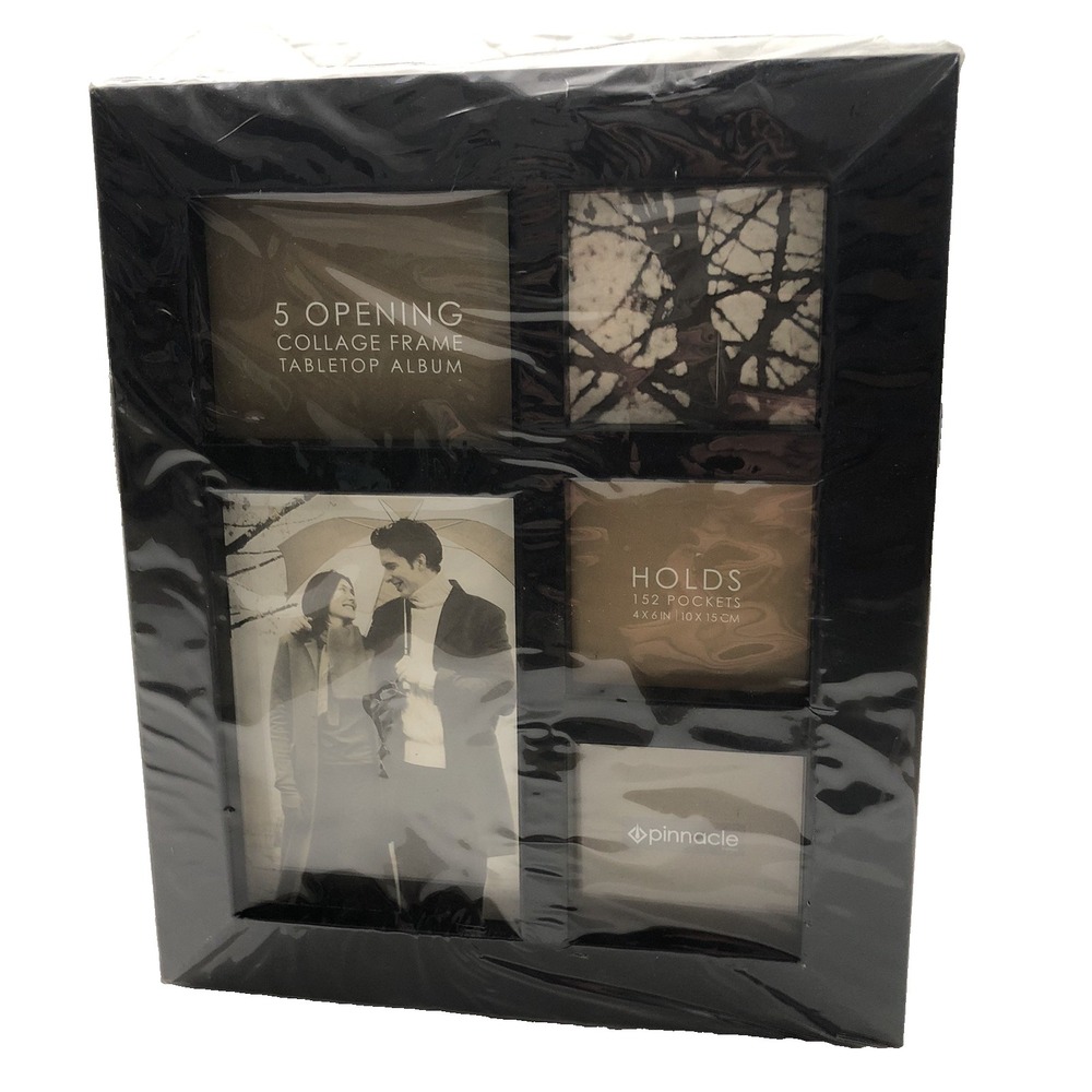 Pinnacle Tabletop Photo Album Black Collage Frame 152 Pockets 4x6 Pictures New